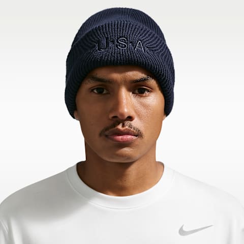 Шапка-бини Nike USA Peak, цвет: Обсидиановый / Снежный белый
