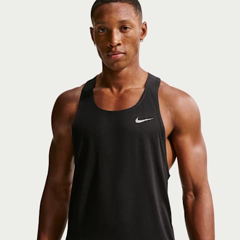 Мужской топ Nike Fast Dri-FIT Running Singlet, цвет: Чёрный