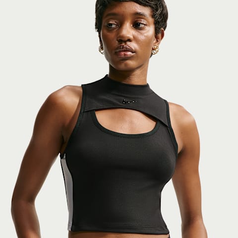Женский топ Nike Naomi Osaka Tight Mod-Cropped Tank Top, цвет: Чёрный / Белый