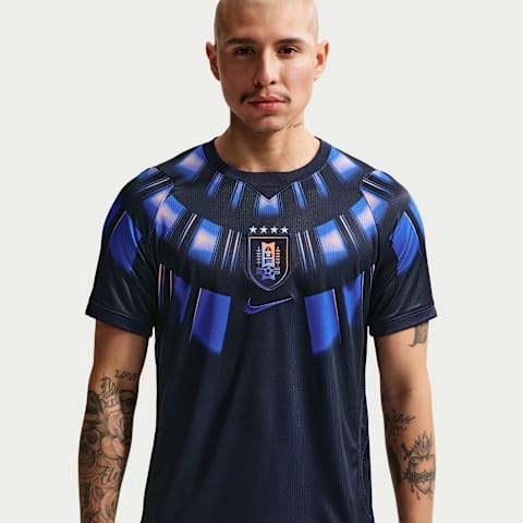 Мужской топ Nike Uruguay 2026 Stadium Home Dri-FIT Soccer Replica Jersey, цвет: Обсидиановый / Королевский синий