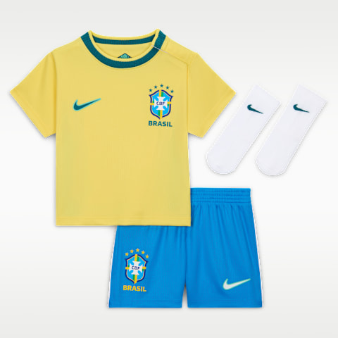 Футбольный комплект для малышей Nike Brazil 2026 Stadium Home из 3 предметов, цвет: Светлый синий / Бирюзовый