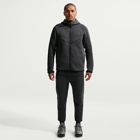 Мужские брюки Nike Tech Fleece, цвет: Чёрный меланжевый / Чёрный