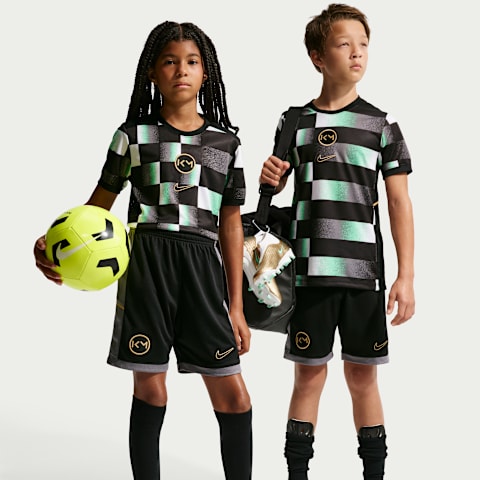 Детские футбольные шорты Nike Kylian Mbappé Academy Dri-FIT, цвет: Чёрный / Дымчатый серый