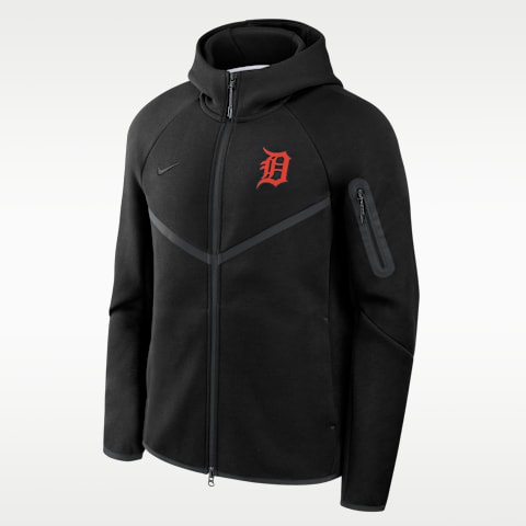 Мужская куртка с капюшоном на молнии Nike Detroit Tigers Tech Fleece Windrunner MLB, цвет: Чёрный