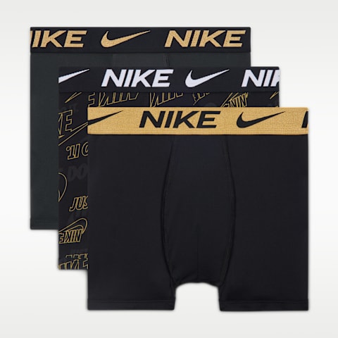 Детские боксёры Nike Dri-FIT с мелким принтом, 3 шт, цвет: Чёрный