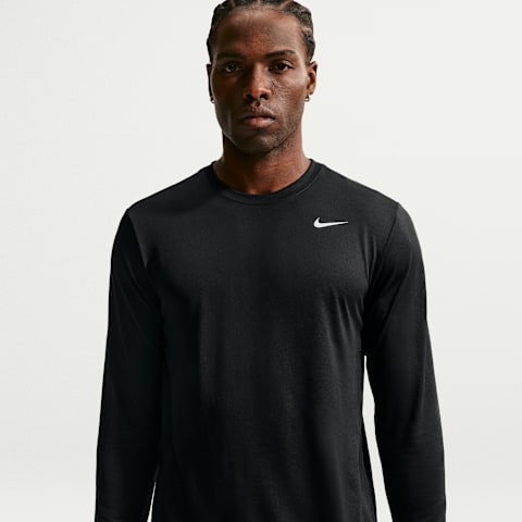 Мужской топ для фитнеса с длинным рукавом Nike Dri-FIT Legend, цвет: Чёрный / Серебряный