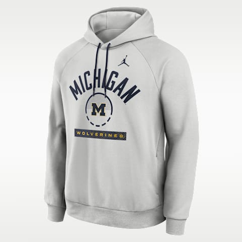 Мужское худи Jordan Brand Dri-FIT College Michigan Courtside, цвет: Серый / Тёмно-синий