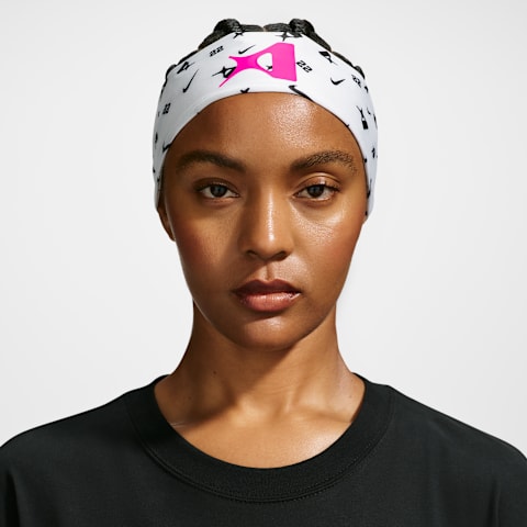 Повязка на голову Nike A'ja Wilson Dri-FIT Fury Classic для баскетбола, цвет: Белый / Чёрный
