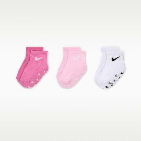 Нескользящие короткие носки для малышей Nike, 3 пары, цвет: Фламинго
