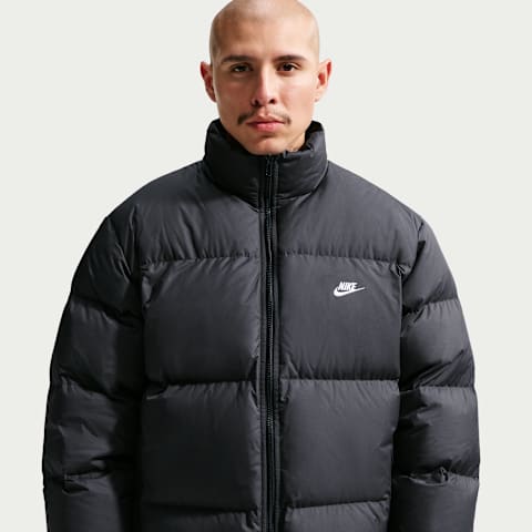 Мужская куртка Nike Sportswear Club Therma-FIT Down Puffer, цвет: Чёрный / Белый