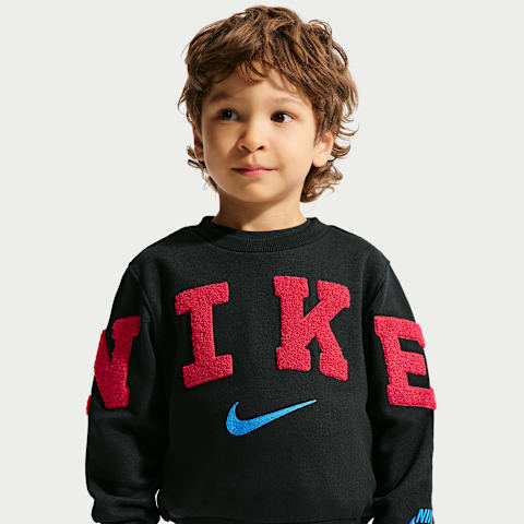 Детский флисовый свитшот Nike Club Chenille для малышей, цвет: Чёрный / Красный