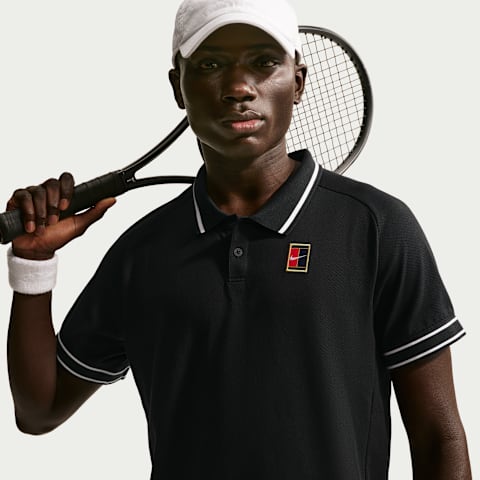 Мужское поло Nike NikeCourt Heritage Tennis Polo, цвет: Чёрный / Белый