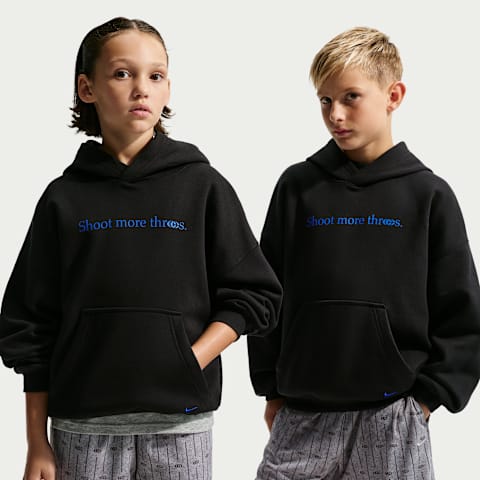 Детское флисовое худи оверсайз Nike Caitlin Clark Club, цвет: Чёрный / Королевский синий