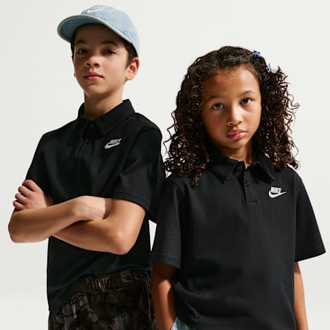 Детское поло Nike Sportswear Club Knit Short-Sleeve Polo, цвет: Чёрный / Белый
