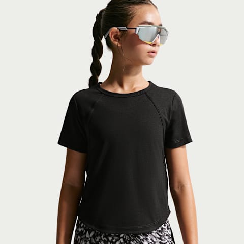 Детская футболка Nike Tempo Dri-FIT для девочек, цвет: Чёрный / Белый