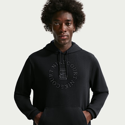 Мужское худи Nike NikeCourt Heritage Dri-FIT French Terry Tennis Pullover, цвет: Чёрный / Антрацитовый
