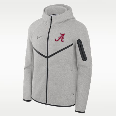 Мужская куртка Nike Alabama Tech Fleece Windrunner College с капюшоном на молнии, цвет: Серый / Чёрный