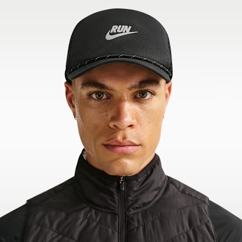 Кепка Nike Pro Dri-FIT Unstructured Swoosh Run, цвет: Чёрный / Антрацитовый