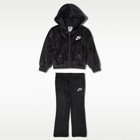 Комплект из двух предметов для малышей Nike: велюровые клёш-леггинсы, 12-24 мес, цвет: Чёрный