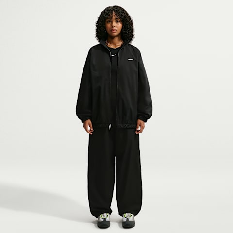 Женские свободные спортивные брюки Nike Sportswear с высокой талией, цвет: Чёрный / Белый