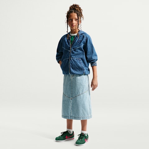 Детская джинсовая юбка миди Nike Sportswear, цвет: Светлый синий / Пшеничный