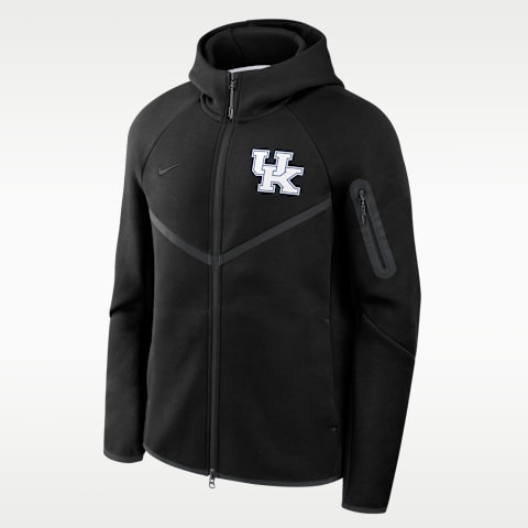 Мужская куртка Nike College Kentucky Tech Fleece Windrunner с капюшоном на молнии, цвет: Чёрный