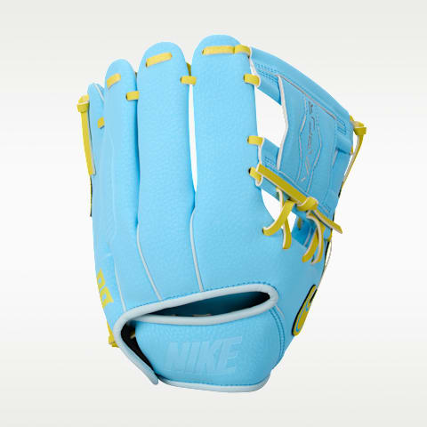 Детская бейсбольная перчатка полевого игрока Nike Vapor Ronald Acuña Jr., для правши, цвет: Синий / Жёлтый