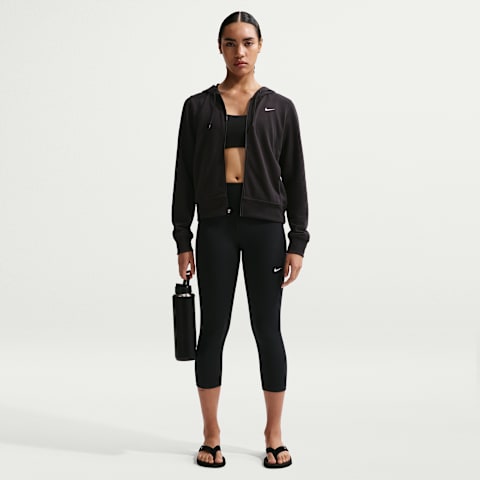 Женские леггинсы Nike One High-Waisted Crop Leggings (Plus Size), цвет: Чёрный / Белый