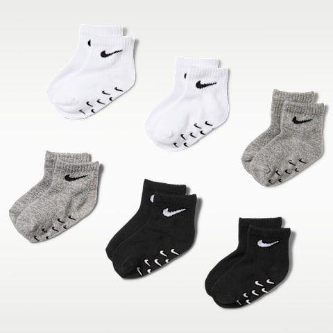 Нескользящие носки для малышей Nike Core Swoosh, 6 пар, цвет: Тёмный серый меланжевый