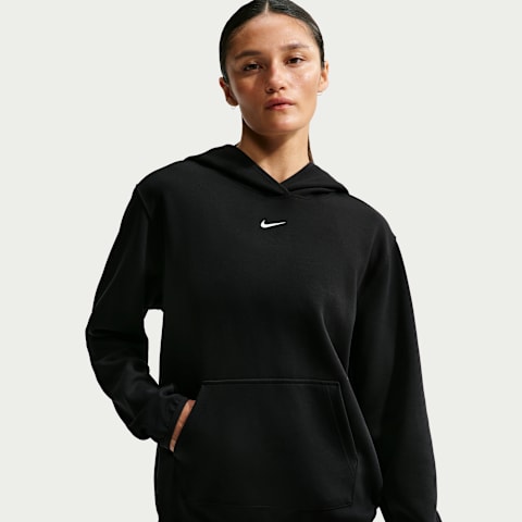 Женское худи Nike Studio Fleece Sport Dri-FIT Pullover, цвет: Чёрный / Белый