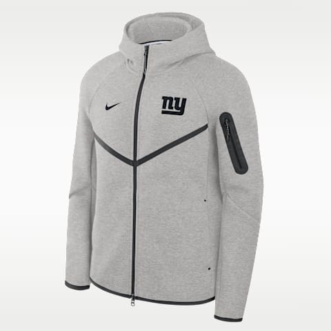 Мужская куртка Nike New York Giants Top Billing Tech Fleece Windrunner NFL Full-Zip Hooded, цвет: Серый меланжевый / Чёрный