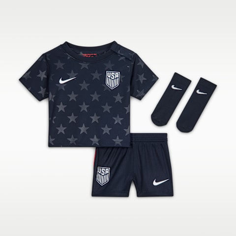 Футбольный комплект для малышей Nike Usmnt 2026 Stadium Away из 3 предметов, цвет: Обсидиановый / Красный