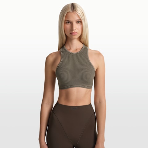 Женский бюстгальтер NikeSKIMS Ribbed Seamless с вырезом-борцовкой, цвет: Дюнный