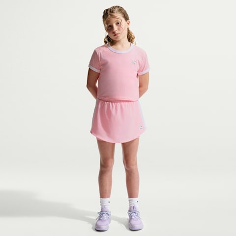 Детская юбка-шорты Nike One Dri-FIT с высокой талией, цвет: Розовый / Белый