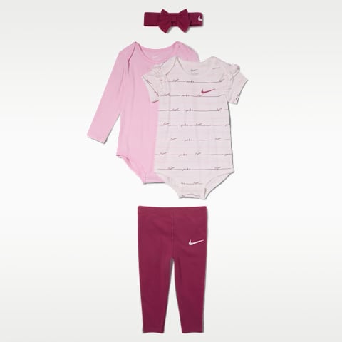 Комплект для малышей Nike Ready, Set, Grow! из 3 предметов с повязкой, 6-12 мес, цвет: Свекольный