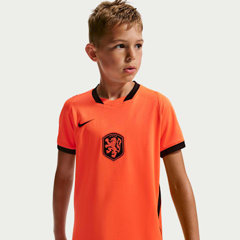 Детский топ Nike Netherlands National Team 2026 Stadium Home Dri-FIT Soccer Jersey, цвет: Малиновый / Чёрный