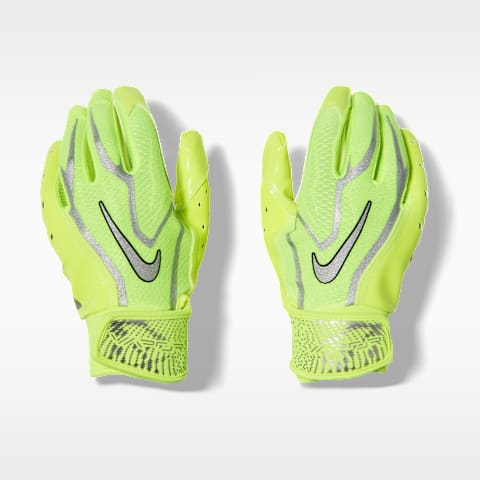 Детские перчатки для американского футбола Nike Vapor Jet Combine 9.0, 1 пара, цвет: Кислотно-жёлтый / Серебряный