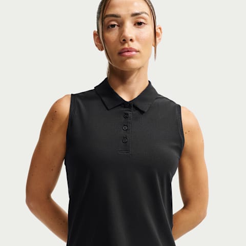 Женское поло Nike Victory Dri-FIT Sleeveless Polo, цвет: Чёрный / Белый