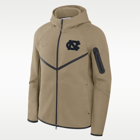 Мужская куртка Jordan Brand North Carolina Tech Fleece Windrunner на молнии с капюшоном, цвет: Оливковый