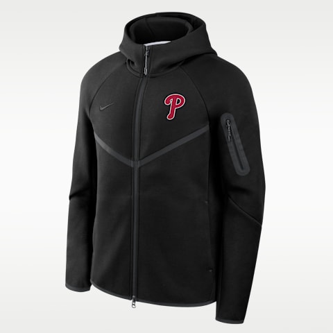 Мужская куртка с капюшоном на молнии Nike Philadelphia Phillies Tech Fleece Windrunner MLB, цвет: Чёрный