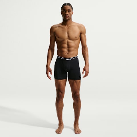 Мужские боксеры-брифы Nike Essential Cotton Stretch Dri-FIT, набор из 3 шт, цвет: Чёрный