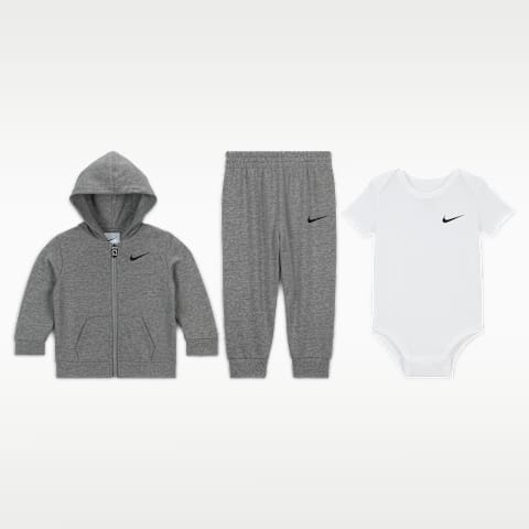 Комплект Nike 3-Piece Bodysuit and Pants Set для малышей, цвет: Тёмный серый меланжевый