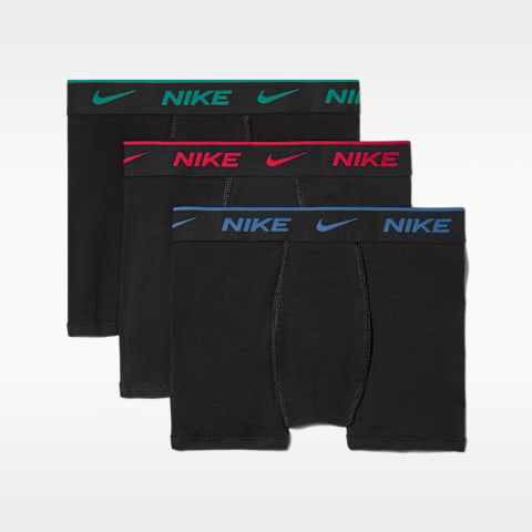Детские хлопковые боксёры Nike Dri-FIT с цветным поясом, 3 шт, цвет: Красный