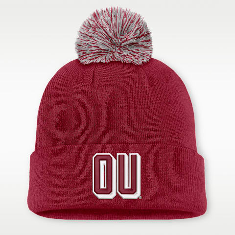 Мужская шапка-бини Nike Oklahoma Peak с отворотом, цвет: Малиновый