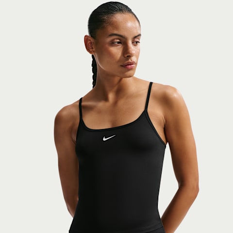 Женский топ Nike One Fitted Dri-FIT Cami Tank Top, цвет: Чёрный / Белый