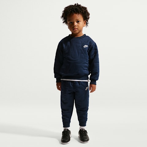 Детские комплекты Nike Sportswear Toddler Frost Futura 2-Piece Crew Set, цвет: Полуночный тёмно-синий