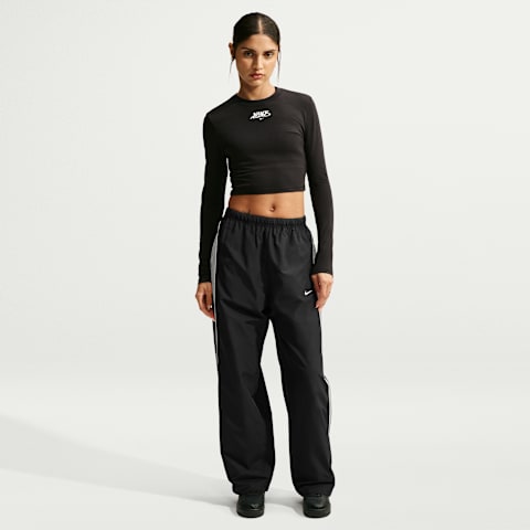 Женские свободные спортивные брюки Nike Sportswear с высокой посадкой, цвет: Чёрный / Кремовый