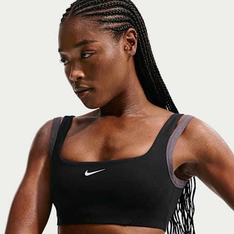 Спортивное бра One, лёгкая поддержка — Nike, цвет: Чёрный / Серый