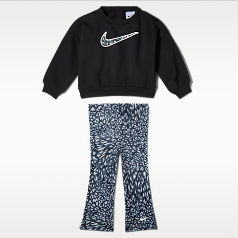 Комплект Nike Crew and Printed Leggings Set для малышей, цвет: Чёрный