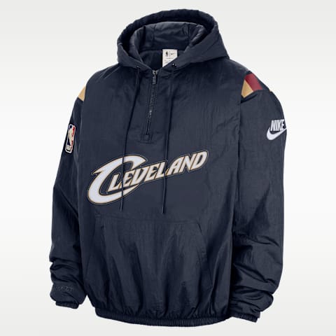 Мужское худи на молнии 1/2 Nike Cleveland Cavaliers Hardwood Classics Therma-FIT NBA, цвет: Тёмно-синий / Чёрный